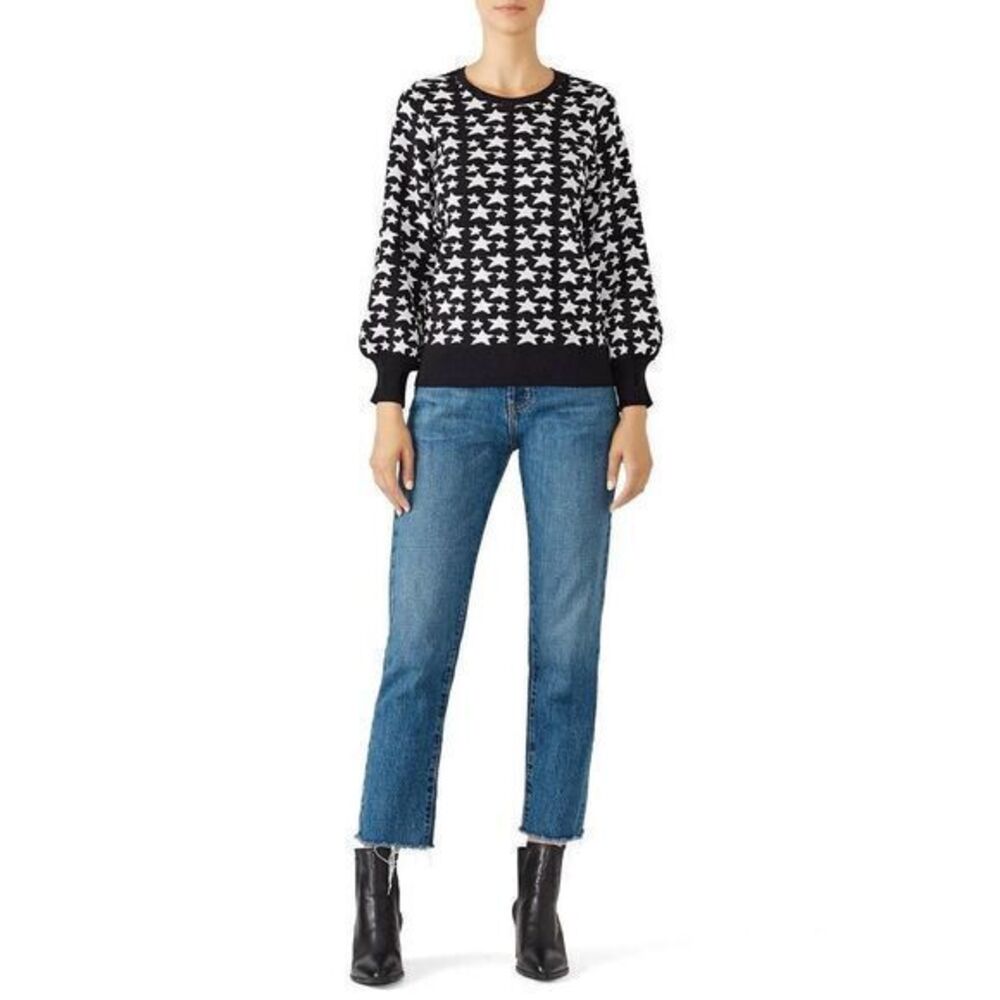 PARKER Black Star Pinted Beven Knit Sweater MEDIUM